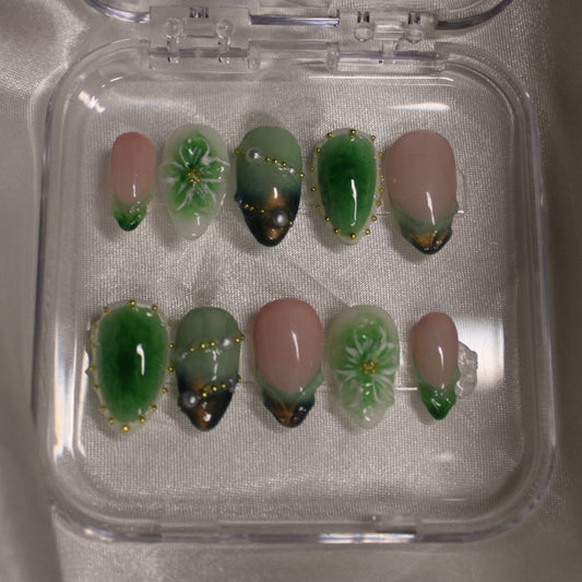 Emerald Moss - Handmade Luxe Press Ons
