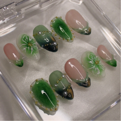Emerald Moss - Handmade Luxe Press Ons