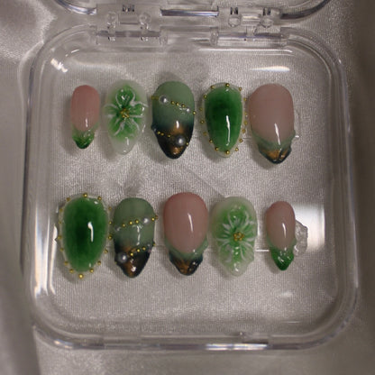 Emerald Moss - Handmade Luxe Press Ons